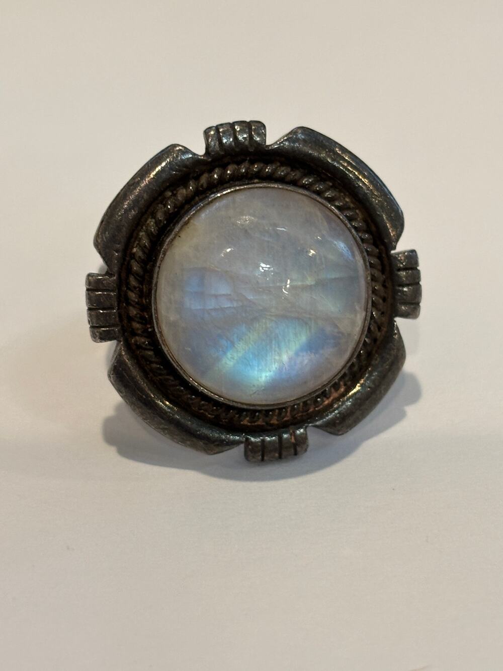 Sterling Silver Moonstone Ring Native American Style Southwestern